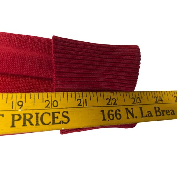 Candies Women Red Shaw Cable Tight Knit Neck Cardigan Buckle M Long Cotton Blend - Picture 8 of 14